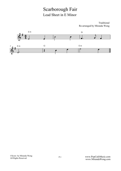 Scarborough Fair - Lead Sheet in E Minor image number null