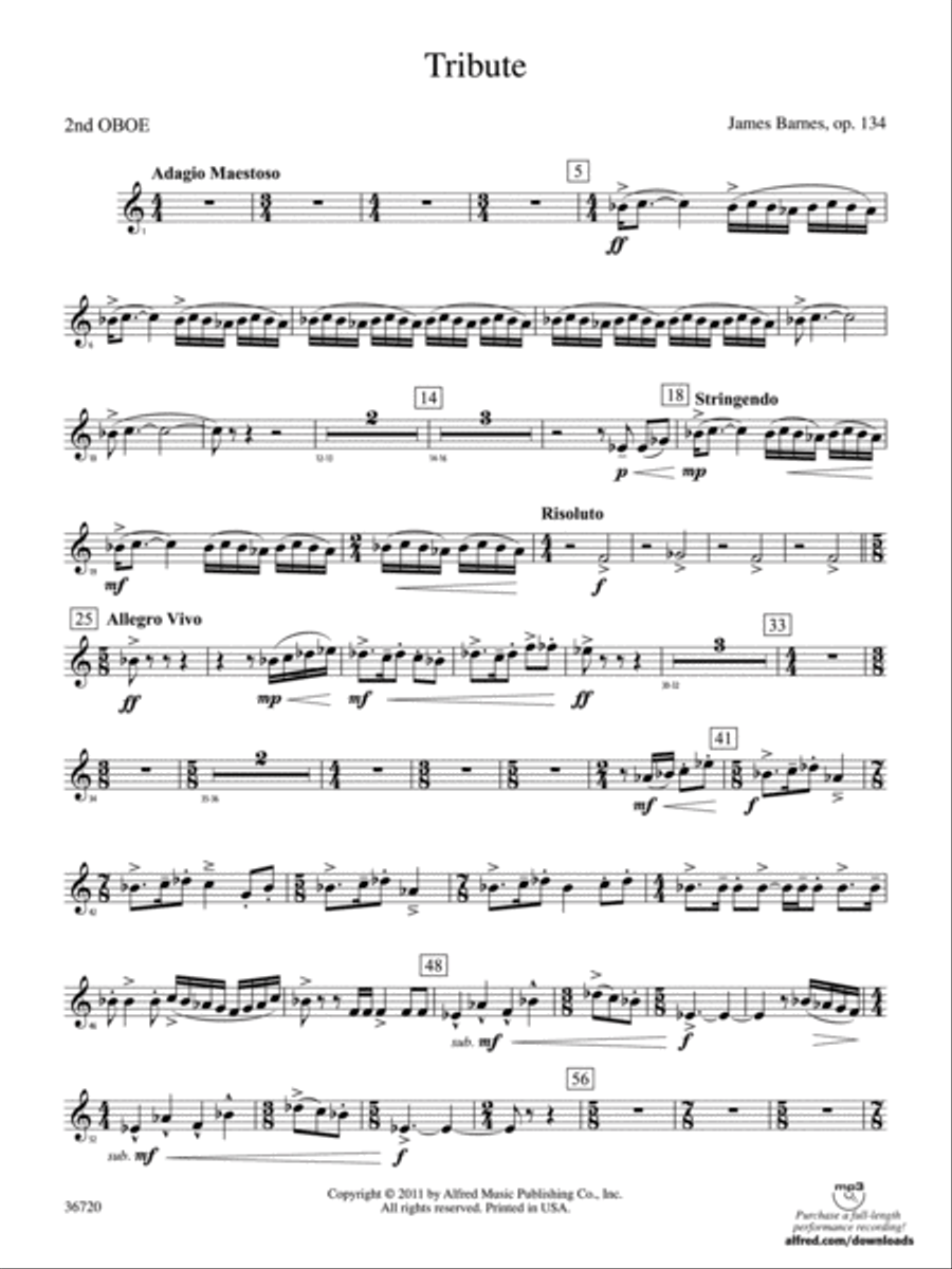 Tribute: 2nd Oboe Concert Band scores gallery preview page 1