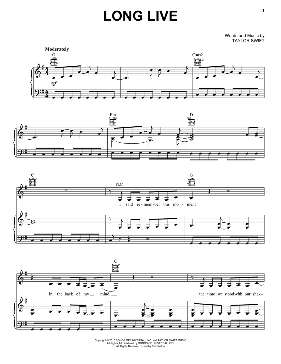 Long Live Long Live Acoustic Guitar scores gallery preview page 1
