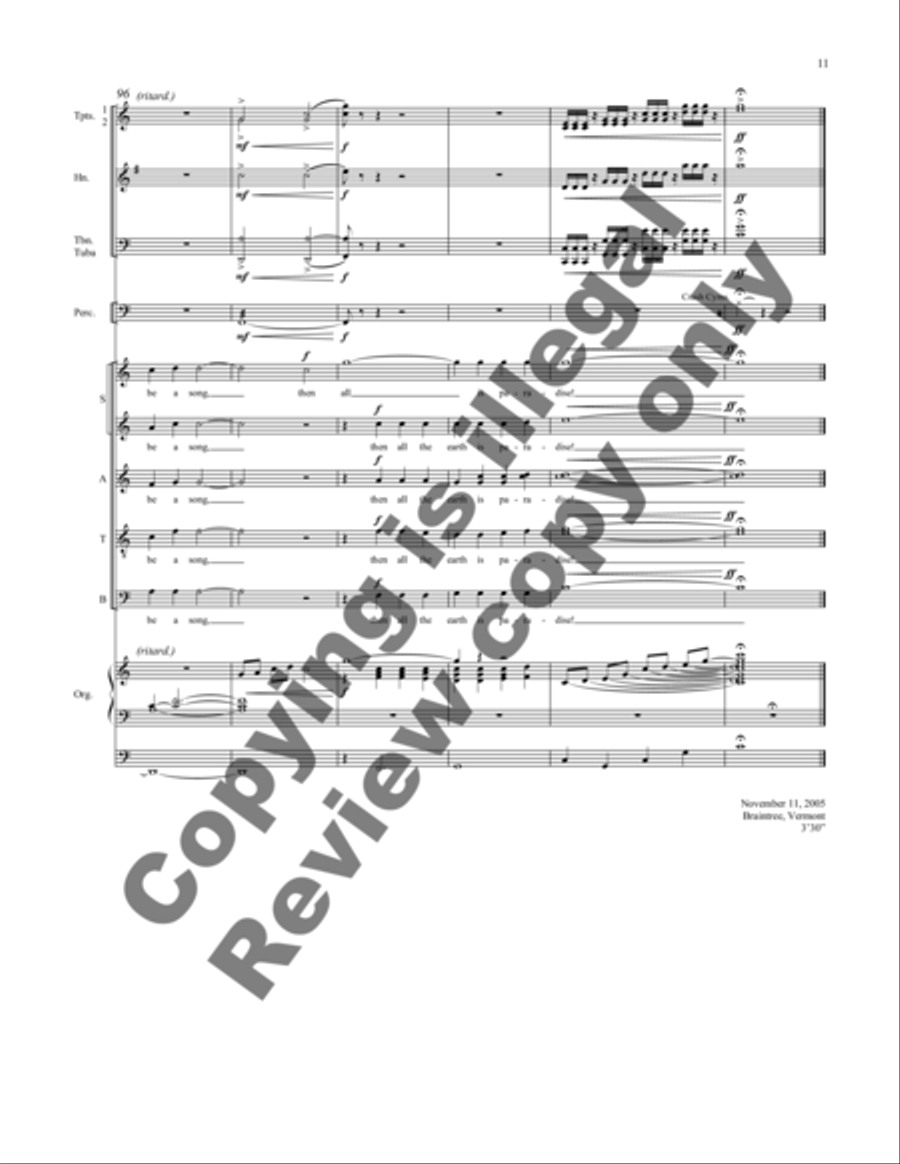 Every Life Shall Be a Song (Organ/Full Score)