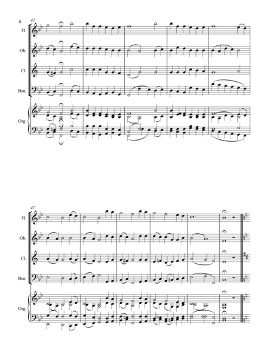 40 Beloved Christian Hymns Volume I (for Woodwind Quartet and optional Organ) Woodwind Quartet scores gallery preview page 5