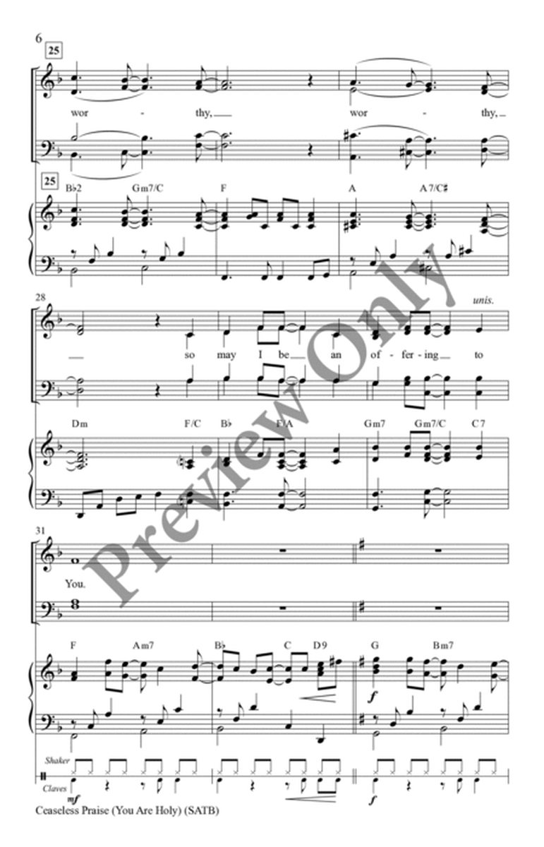 Ceaseless Praise (You Are Holy) SATB image number null
