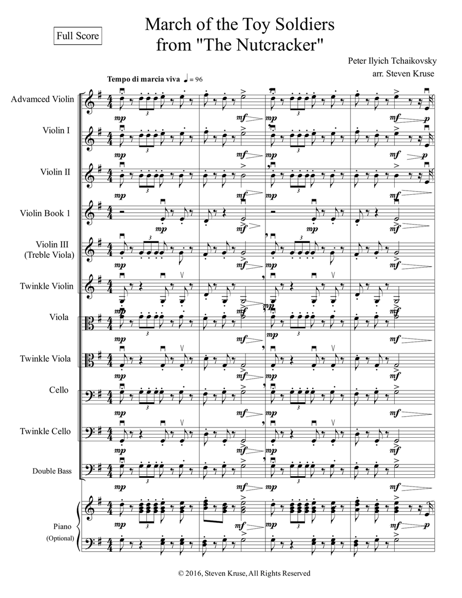 March of the Toy Soldiers from the Nutcracker for Multi-Level String Orchestra String Orchestra scores gallery preview page 4
