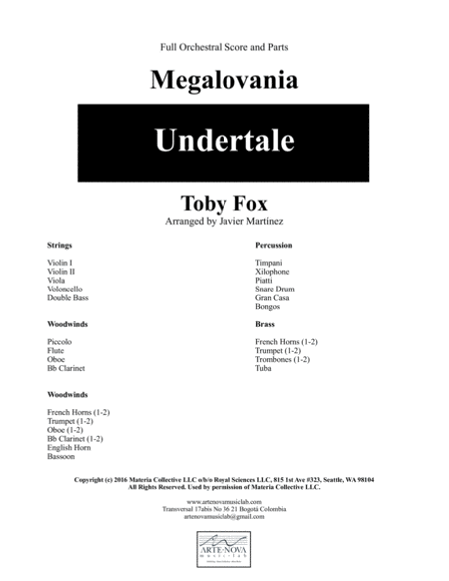 MEGALOVANIA (from Undertale) Full Orchestra scores gallery preview page 2