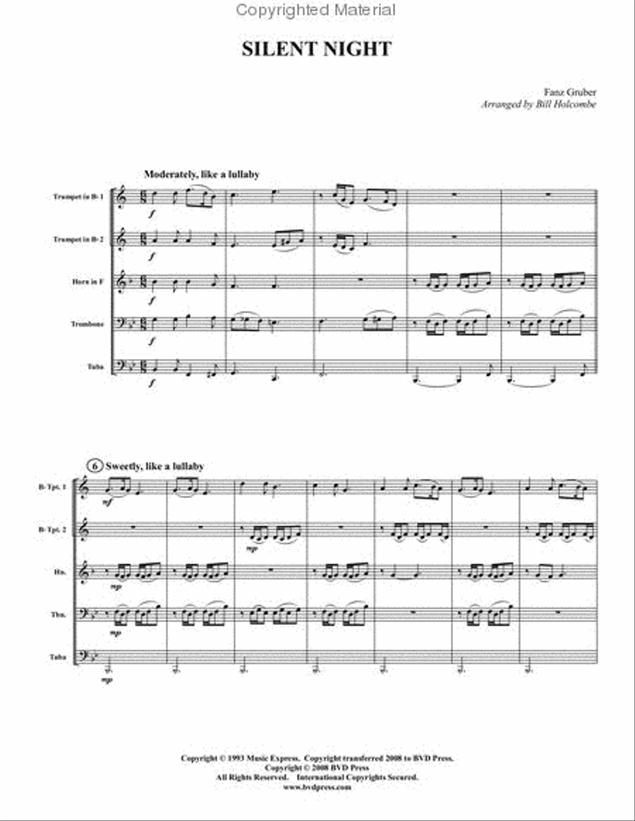 Silent Night Brass Quintet scores gallery preview page 2