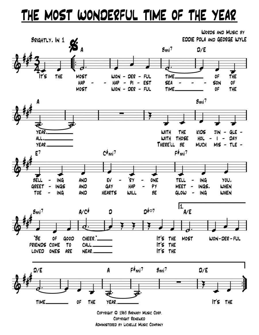 The Most Wonderful Time Of The Year Piano scores gallery preview page 1