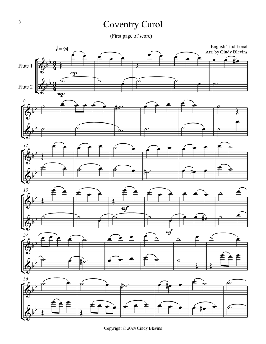 Flute Duets for Christmas, Vol. III (12 arrangements) Flute Duet scores gallery preview page 2
