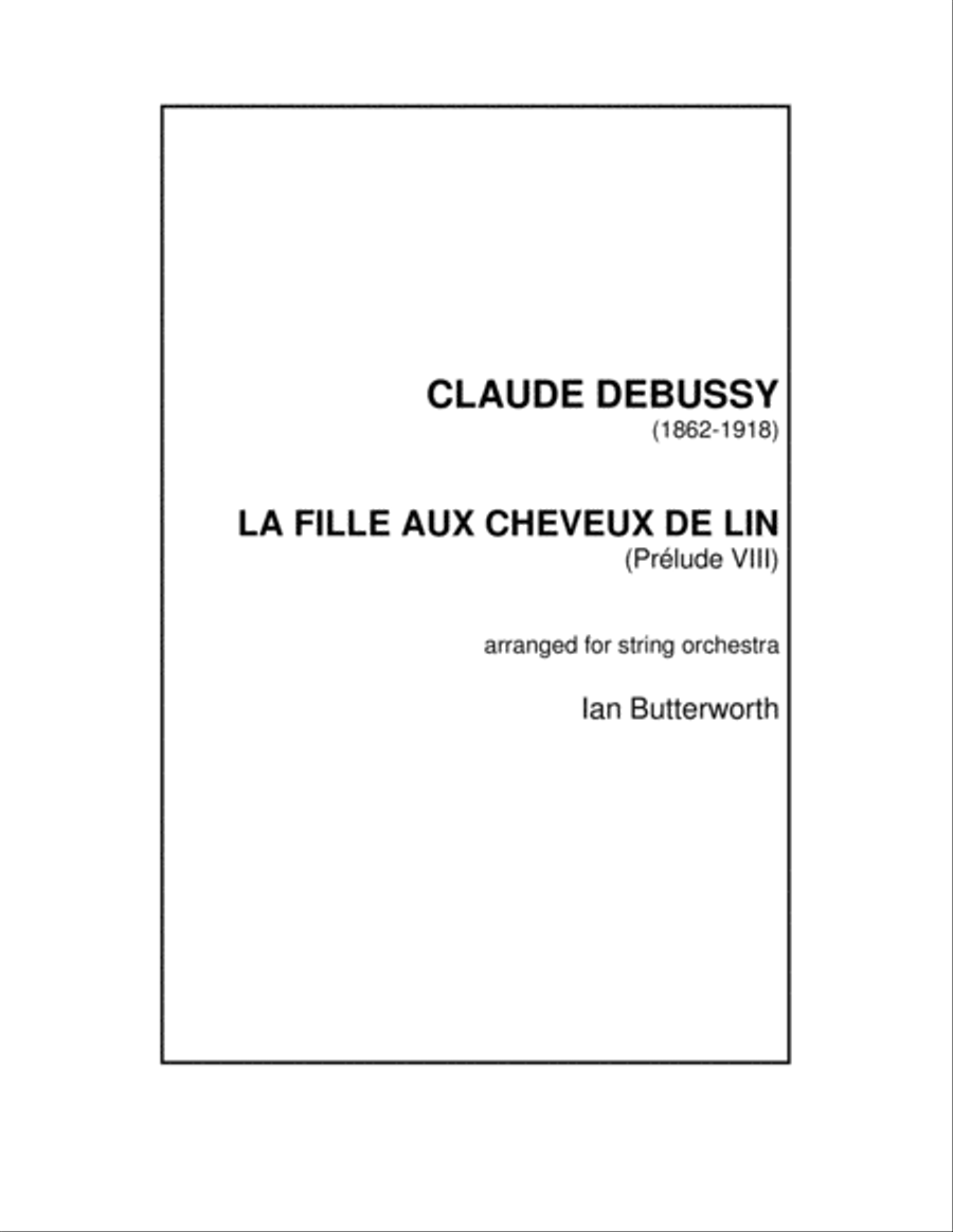 DEBUSSY La fille aux cheveux de lin for string orchestra String Orchestra scores gallery preview page 1