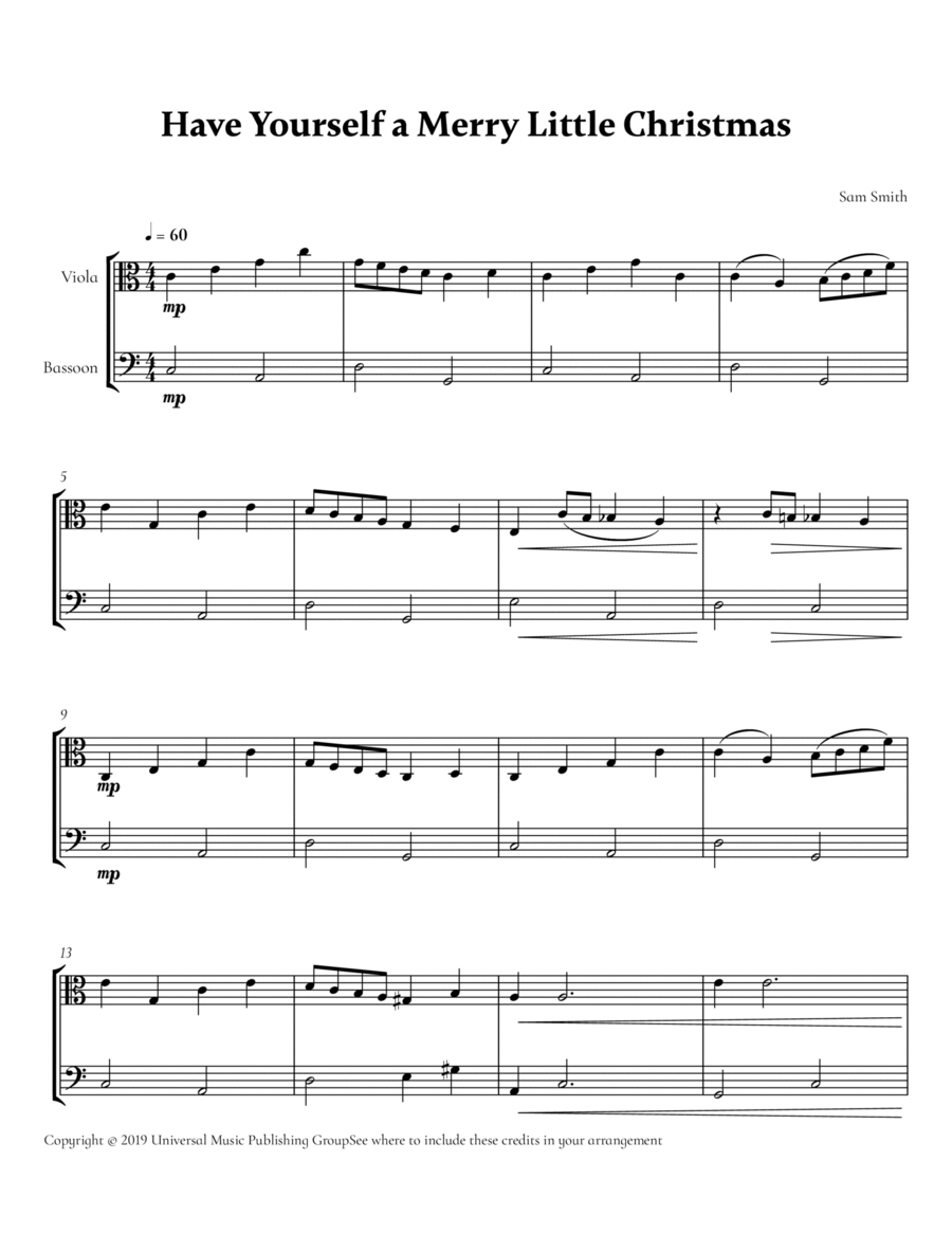 Have Yourself A Merry Little Christmas Score and Parts scores gallery preview page 1