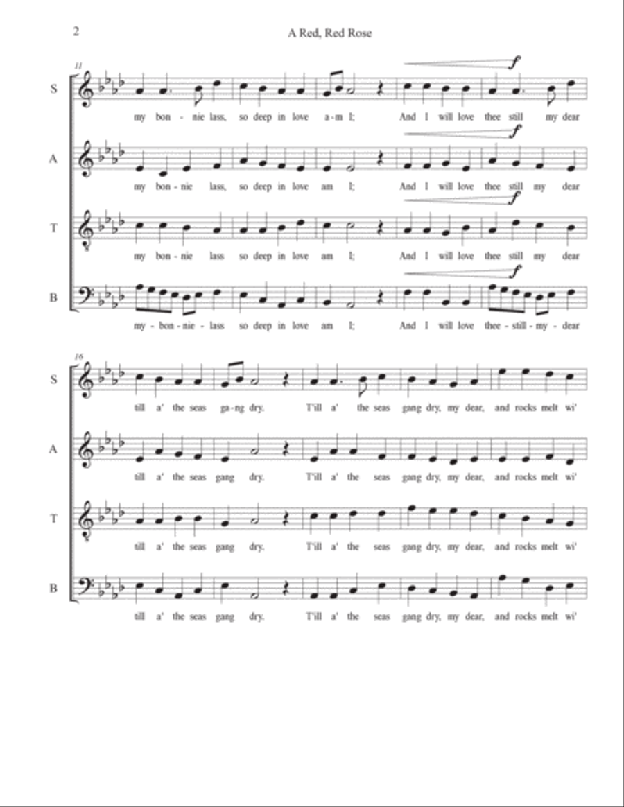 A Red, Red Rose 4-Part scores gallery preview page 2