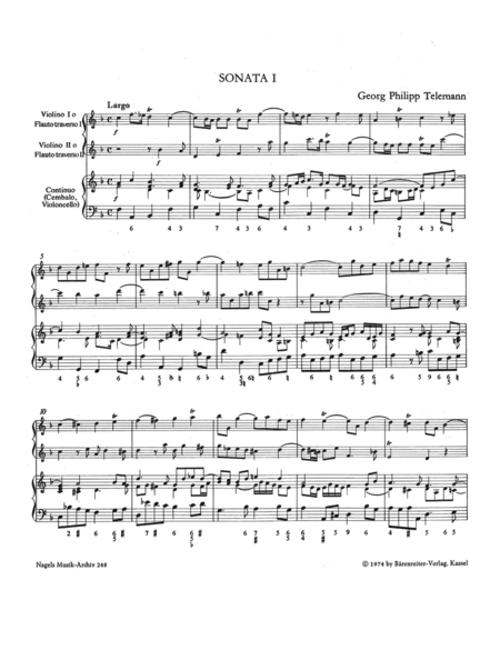 Sonatas in the style of Corelli for two Violins or two Flutes and Basso continuo