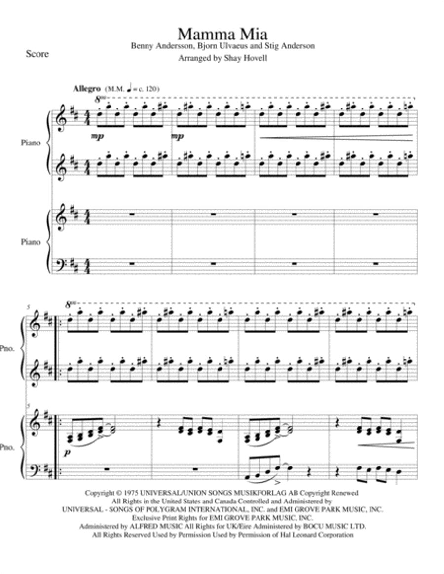 Mamma Mia Piano scores gallery preview page 2