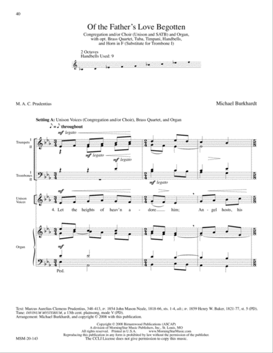 Five Carol Accompaniments for Brass Quartet and Organ 4-Part scores gallery preview page 18
