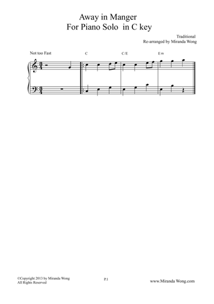 Away in Manger - Piano Solo in C Key image number null