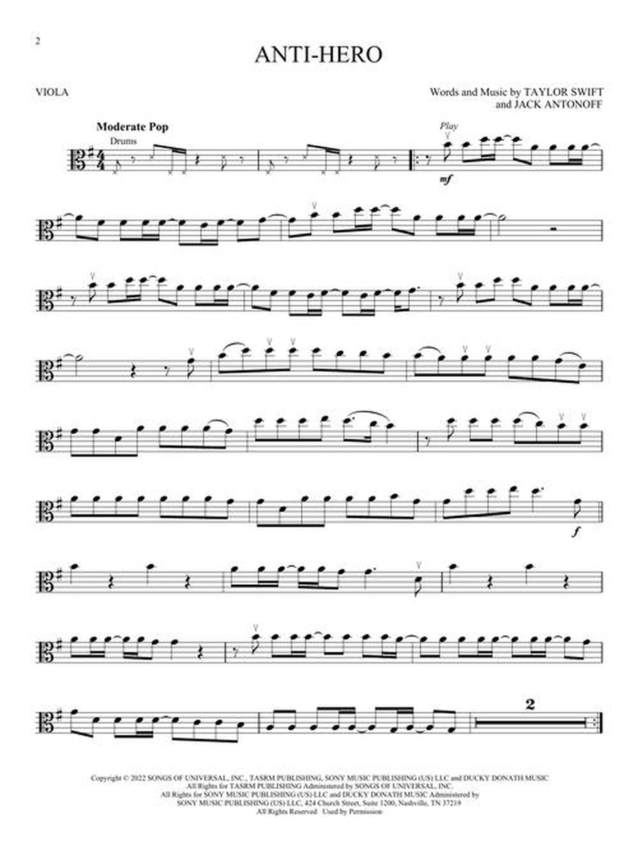 Taylor Swift – Selections from Midnights & The Tortured Poets Department Viola Solo scores gallery preview page 4
