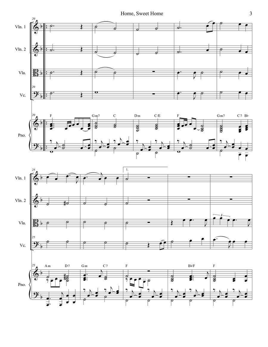 Home, Sweet Home (for String Quartet) Piano Quintet scores gallery preview page 4