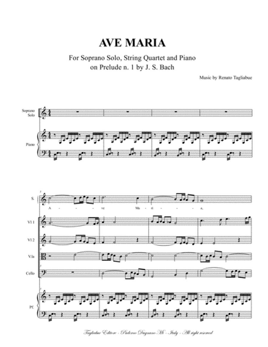AVE MARIA on Prelude n. 1 BWV 846 - For Soprano Solo, String Quartet and Piano image number null