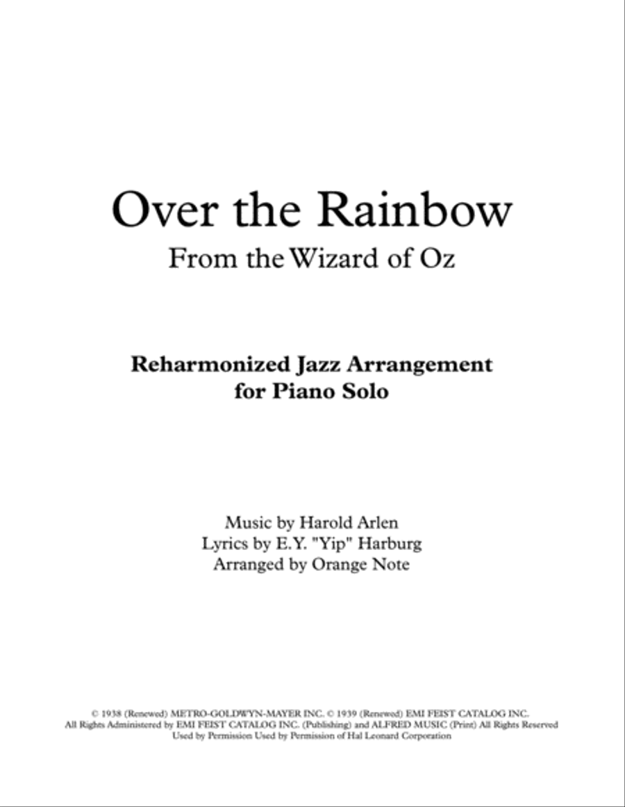 Over The Rainbow (from The Wizard Of Oz) Over The Rainbow (from The Wizard Of Oz) Piano Solo scores gallery preview page 1