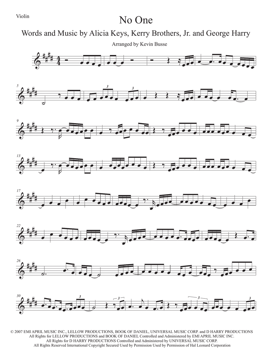 No One Violin Solo scores gallery preview page 1