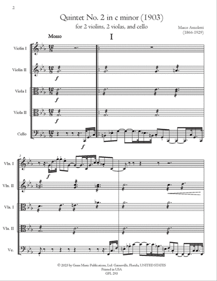 Quintetto No. 2 in c minor (1903) Cello scores gallery preview page 2