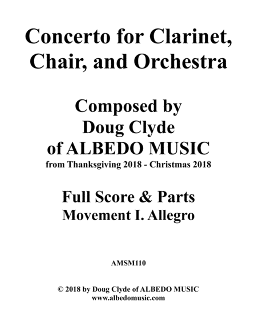 Concerto for Clarinet, Chair, and Orchestra. Movement I. Allegro. Full Orchestra scores gallery preview page 1