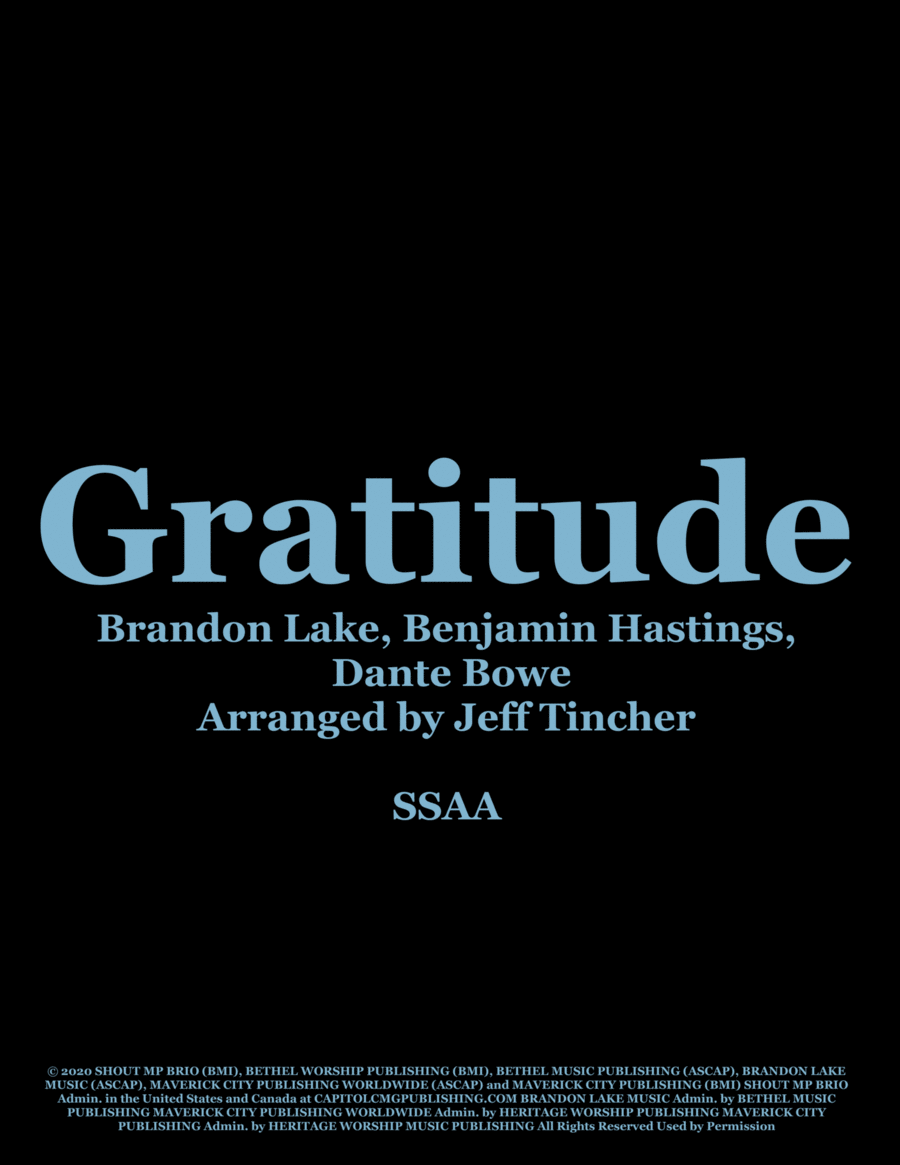 Gratitude Gratitude SSAA scores gallery preview page 1