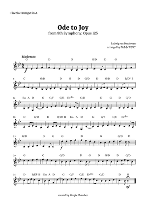 Ode to Joy for Trumpet in A Solo by Beethoven Opus 125