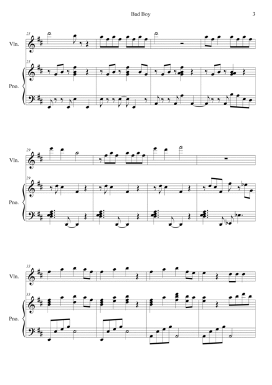 Bad Boy Violin Solo scores gallery preview page 3