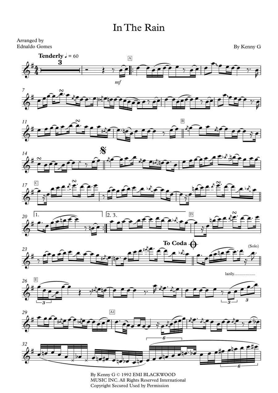 Kenny g alto sax store sheet music