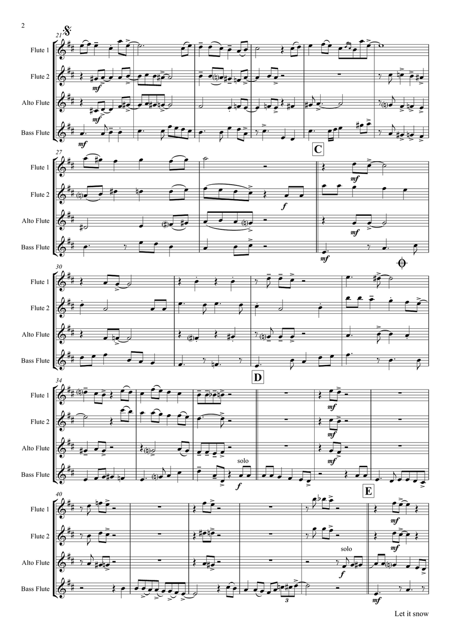 Let It Snow! Let It Snow! Let It Snow! Flute Quartet scores gallery preview page 2