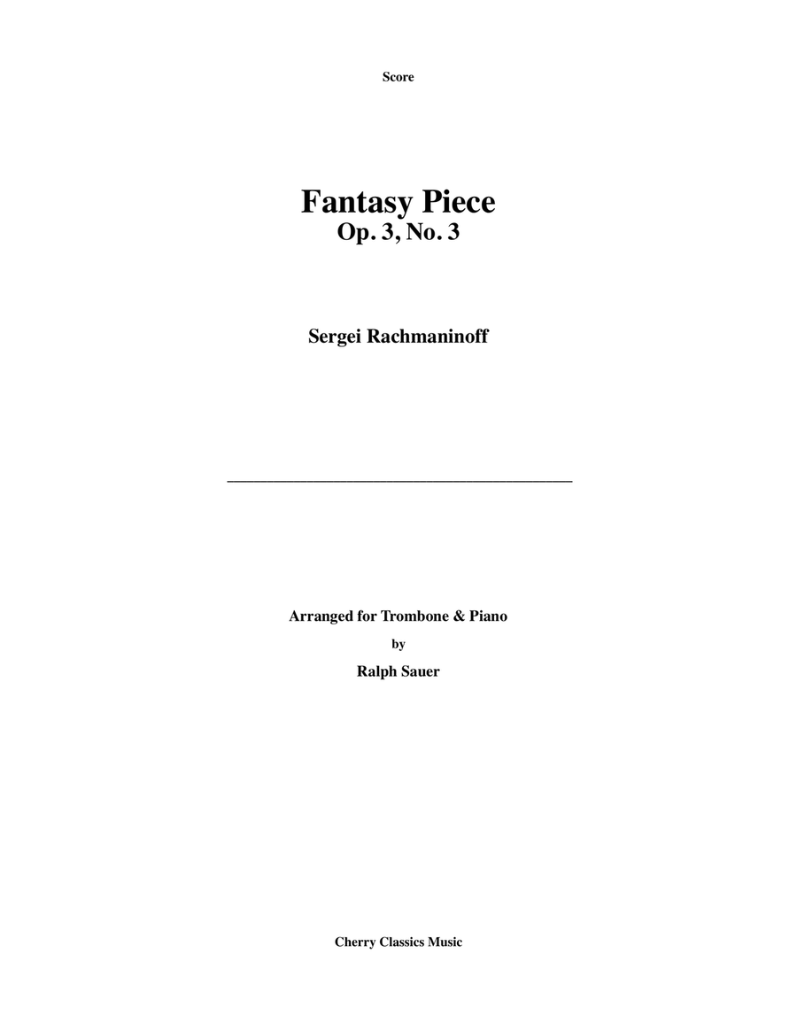 Fantasy Piece Op. 3 No. 3 for Trombone & Piano Piano scores gallery preview page 1
