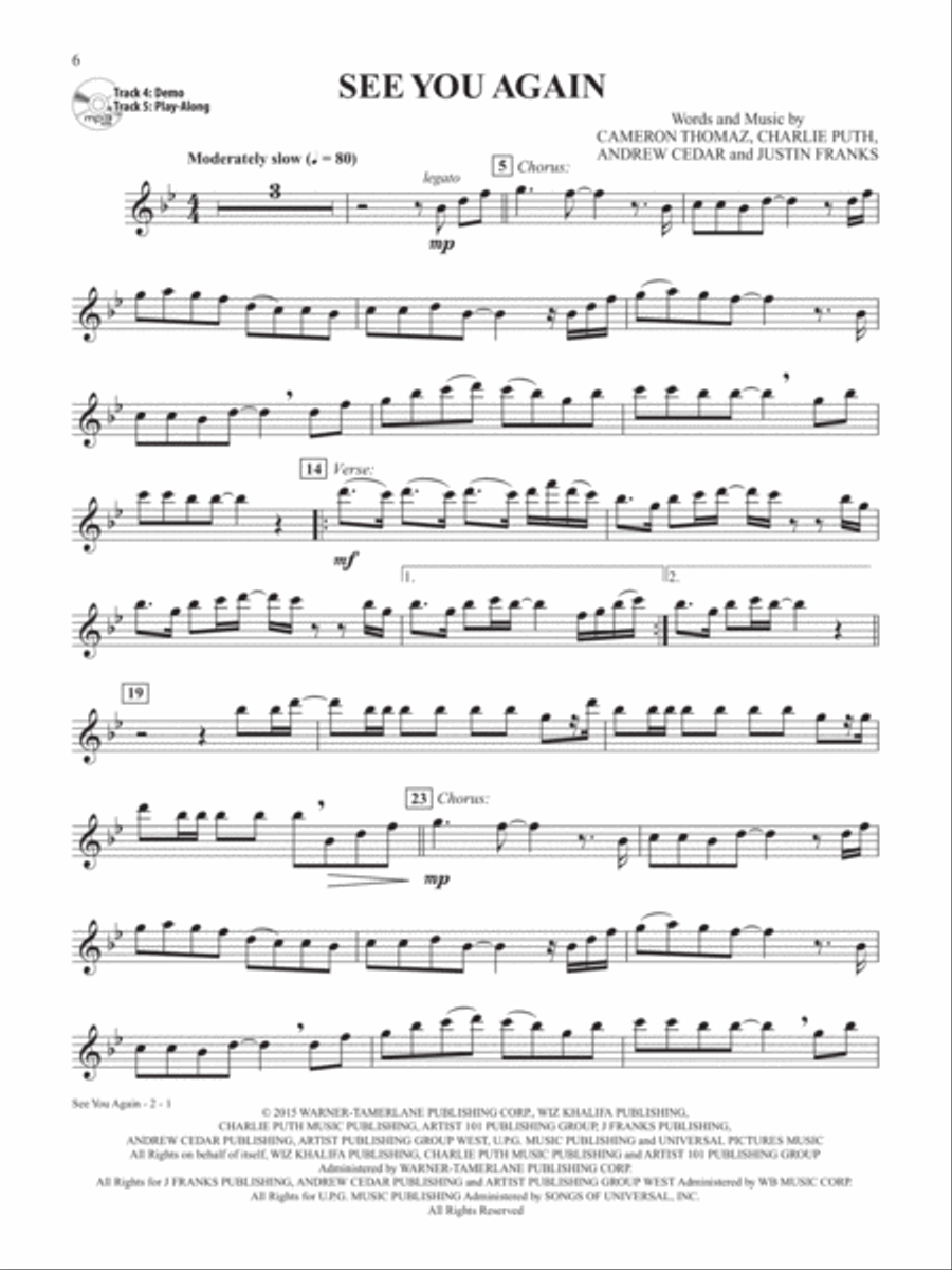 Top Pop & Rock Hits Instrumental Solos Flute Solo scores gallery preview page 5