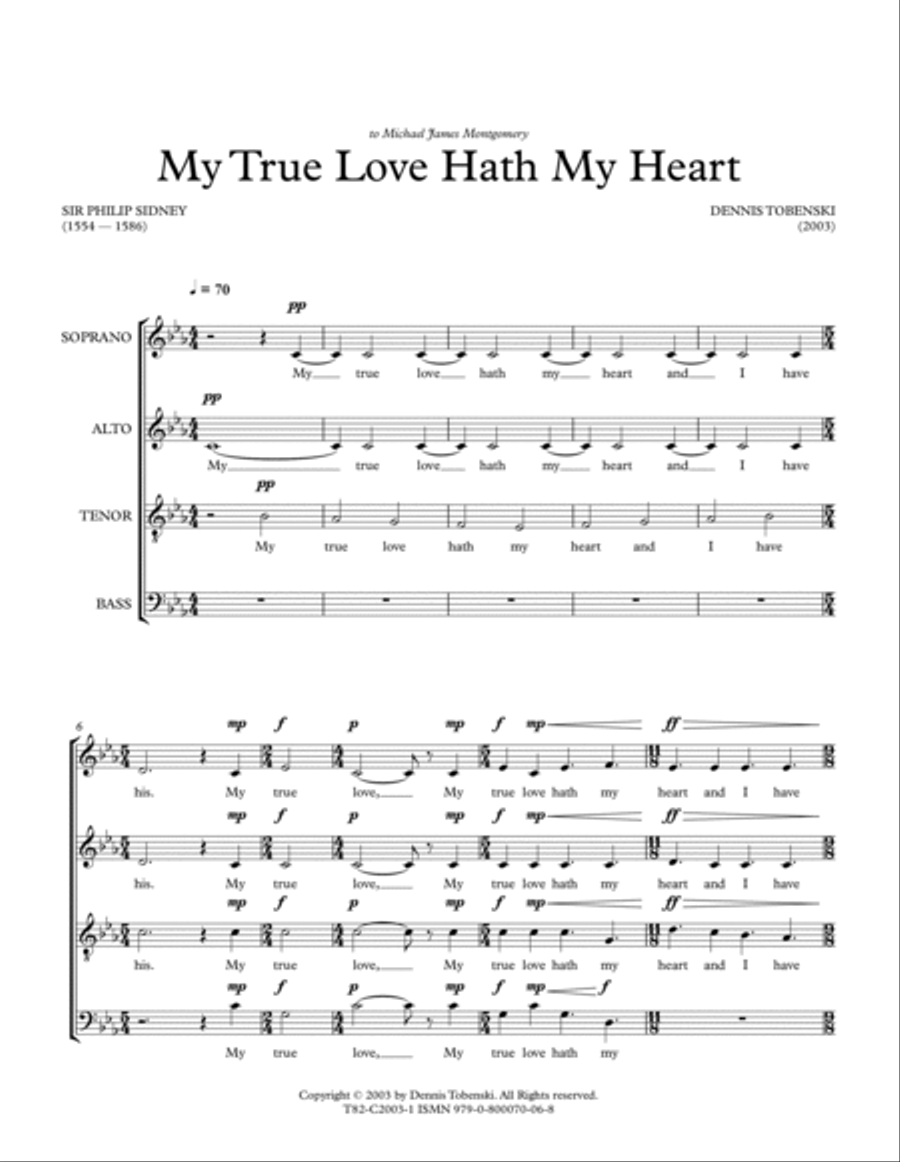 My True Love Hath My Heart 4-Part scores gallery preview page 3
