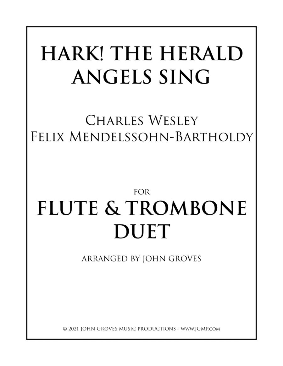 Hark! The Herald Angels Sing - Flute & Trombone Duet Flute scores gallery preview page 1