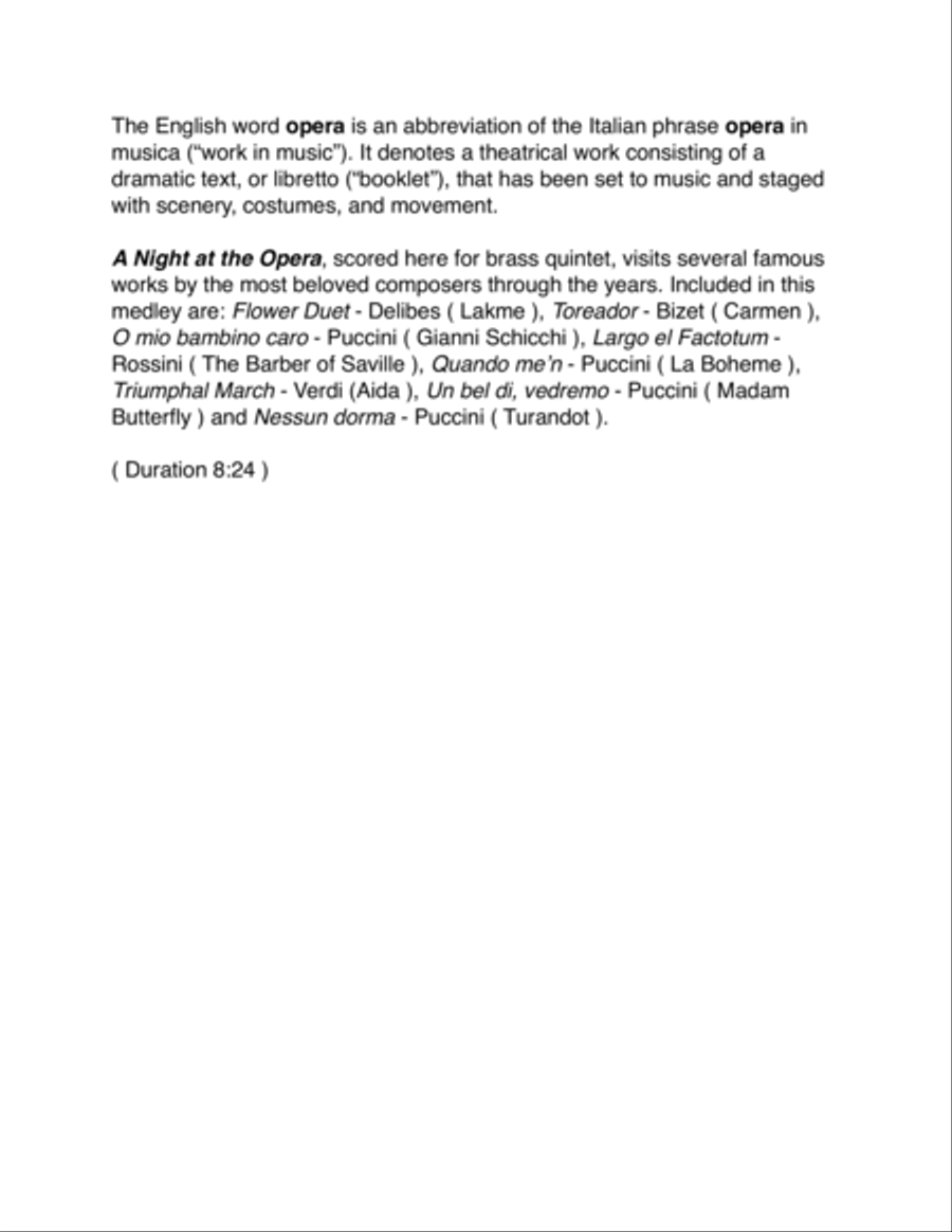 A Night at the Opera for Brass Quintet Brass Quintet scores gallery preview page 2