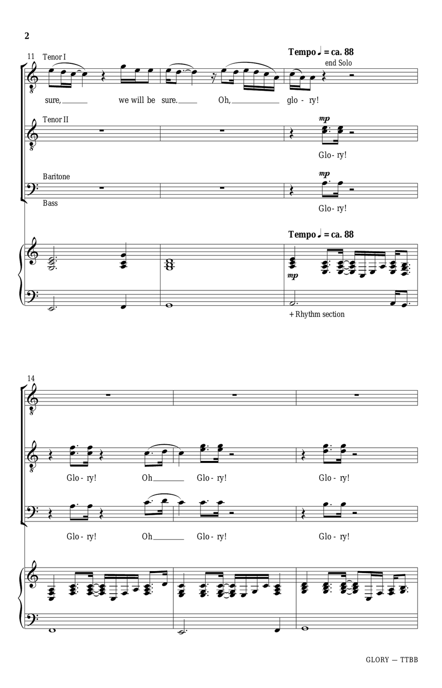Glory (from Selma) (arr. Eugene Rogers) TTBB scores gallery preview page 2