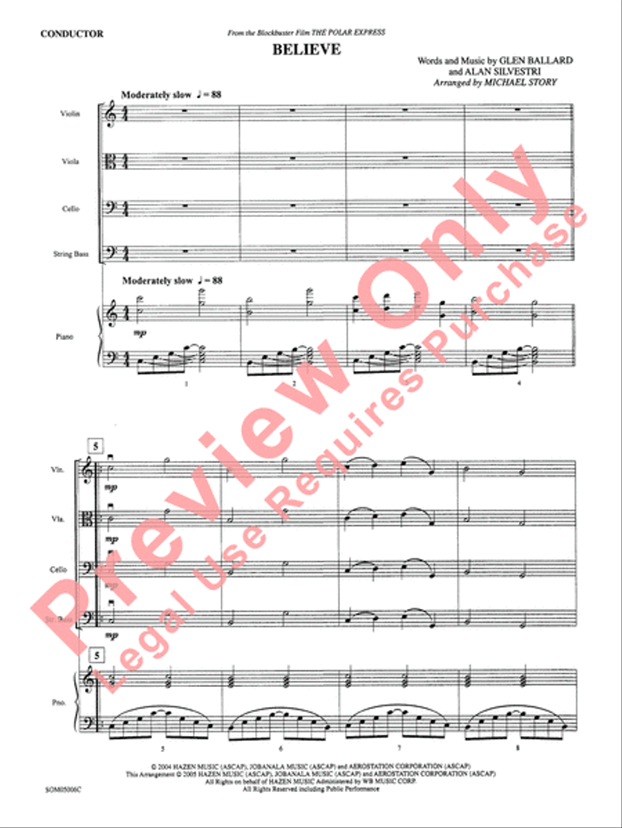 Believe (from The Polar Express) String Orchestra scores gallery preview page 4