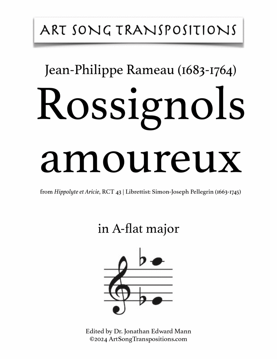 RAMEAU: Rossignols amoureux (transposed to A-flat major) Piano, Vocal scores gallery preview page 1