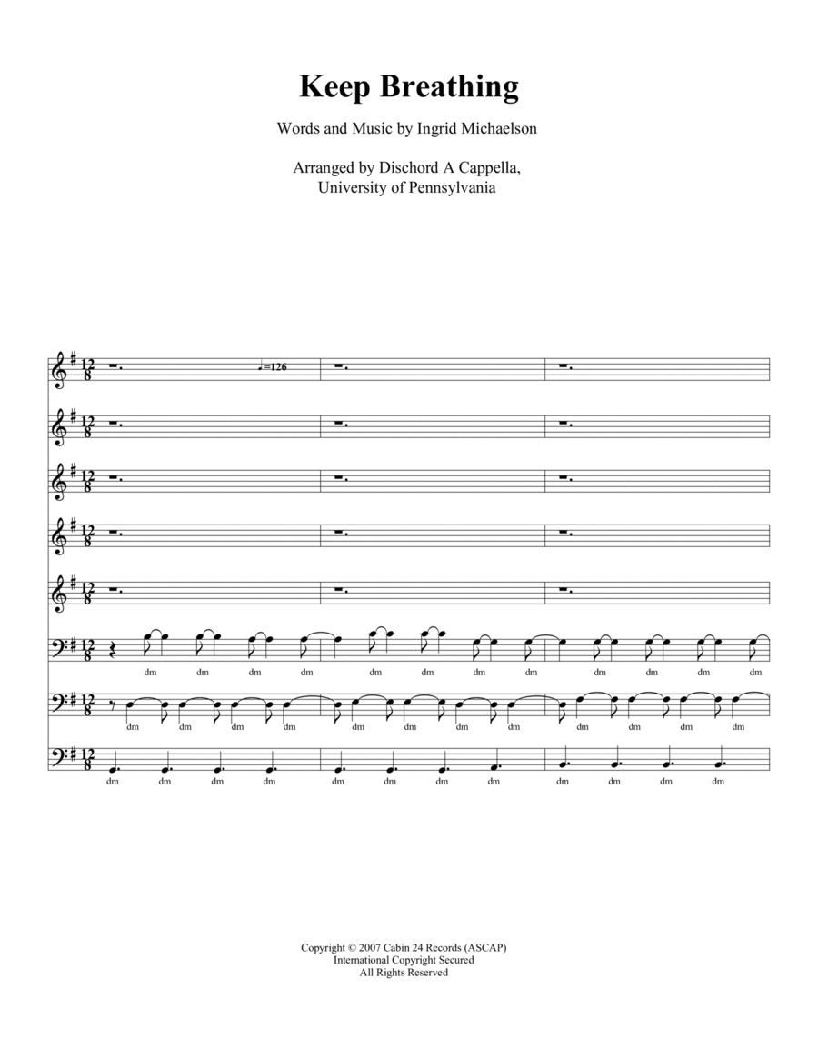Keep Breathing Keep Breathing 4-Part scores gallery preview page 1
