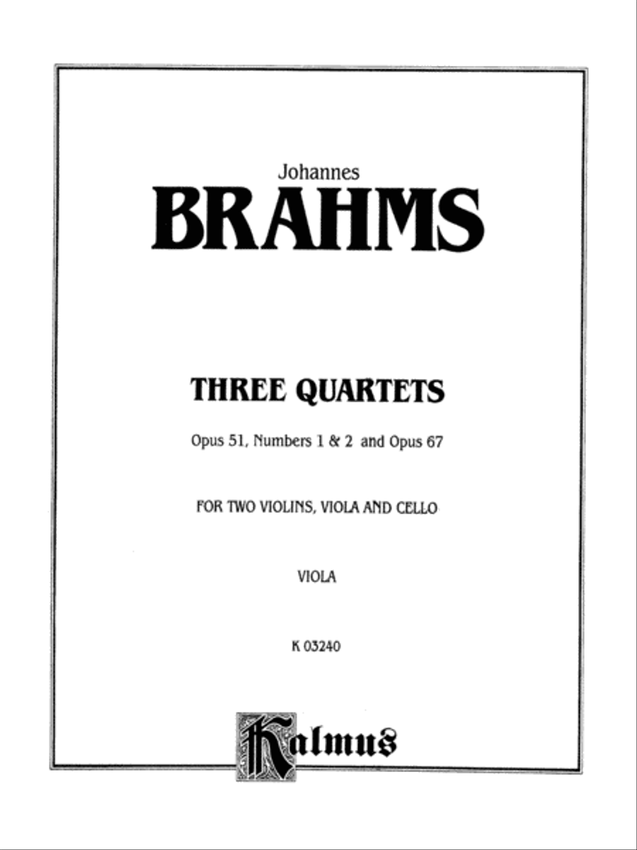 Three String Quartets, Op. 51, Nos. 1 & 2, Op. 67