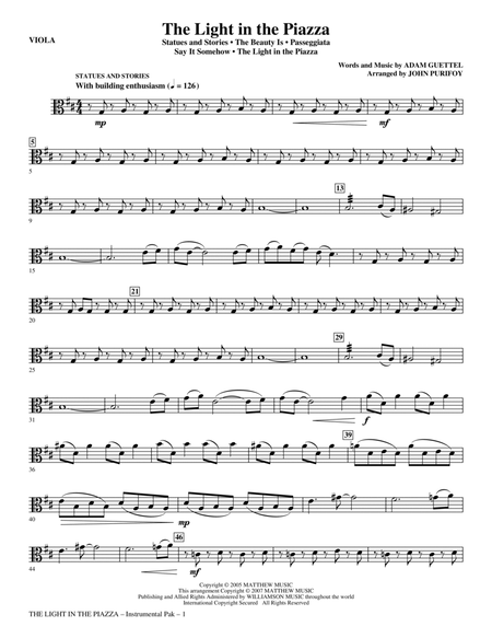The Light In The Piazza (Choral Highlights) (arr. John Purifoy) - Viola