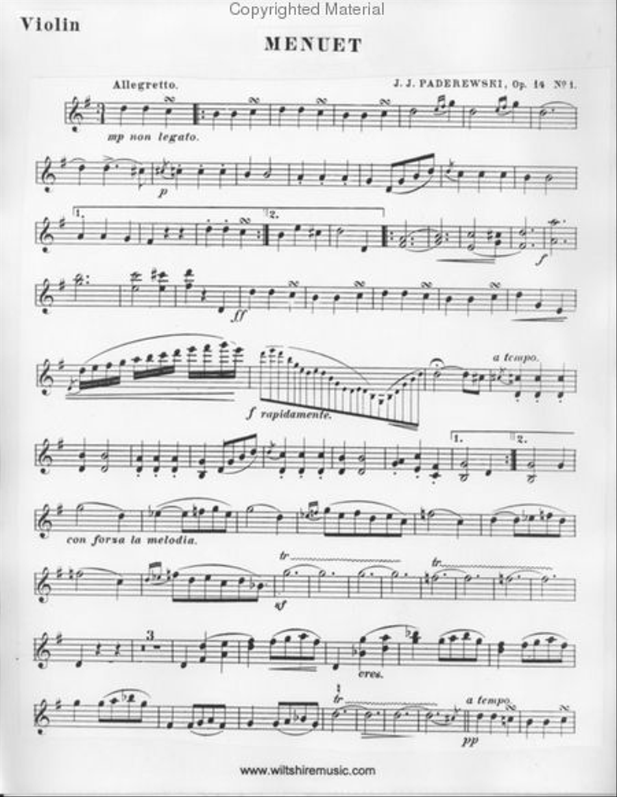 Minuet, Op. 14, #1 Violin Solo scores gallery preview page 2