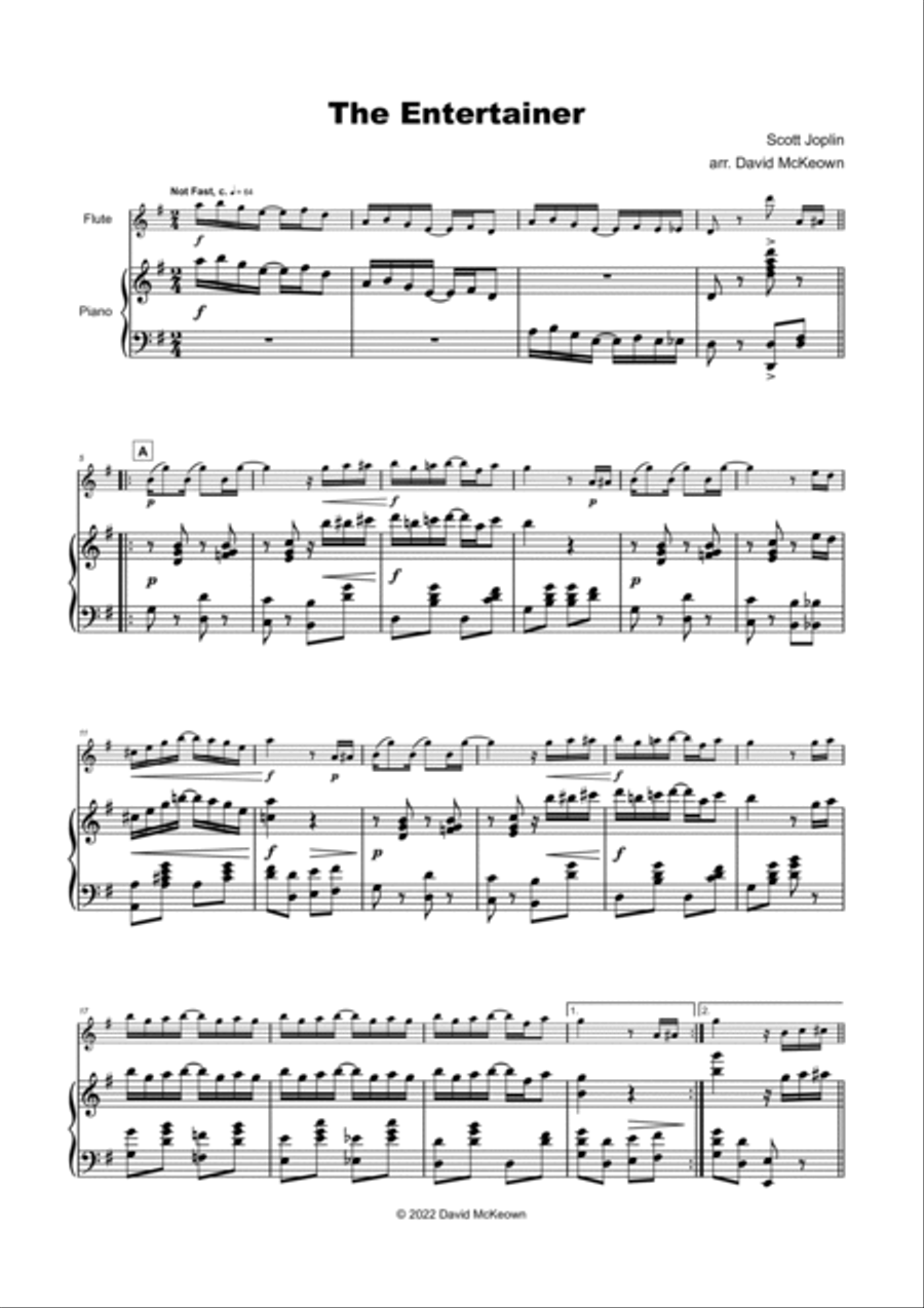 The Entertainer by Scott Joplin, for Flute and Piano Flute Solo scores gallery preview page 2