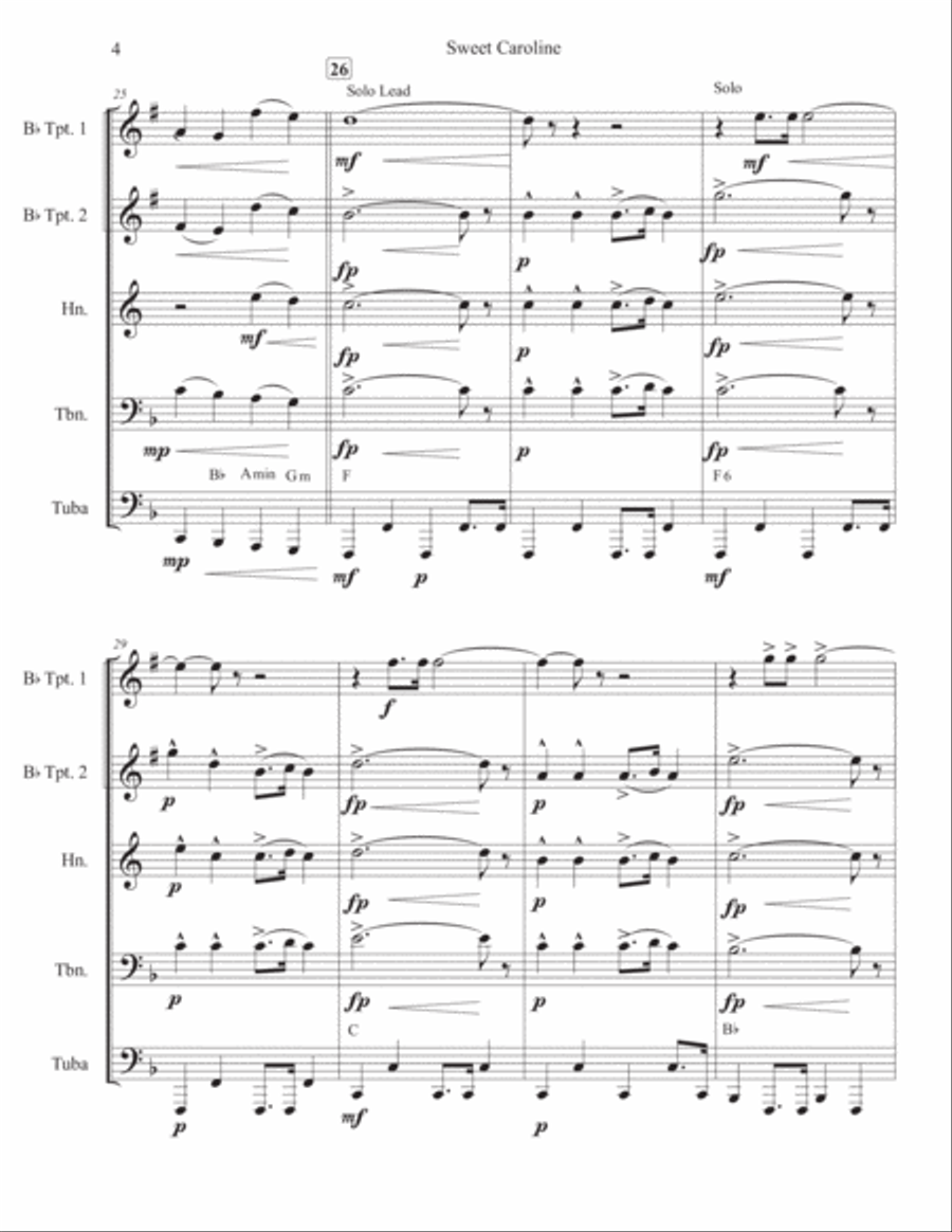 Sweet Caroline Sweet Caroline Brass Ensemble scores gallery preview page 4