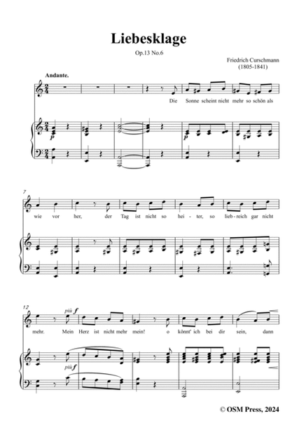 Curschmann-Liebesklage(Volkslied),Op.13 No.6,in a minor