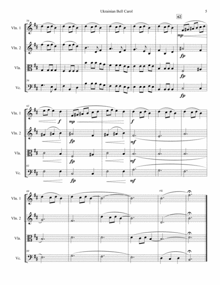 Ukrainian Bell Carol for String Quartet image number null