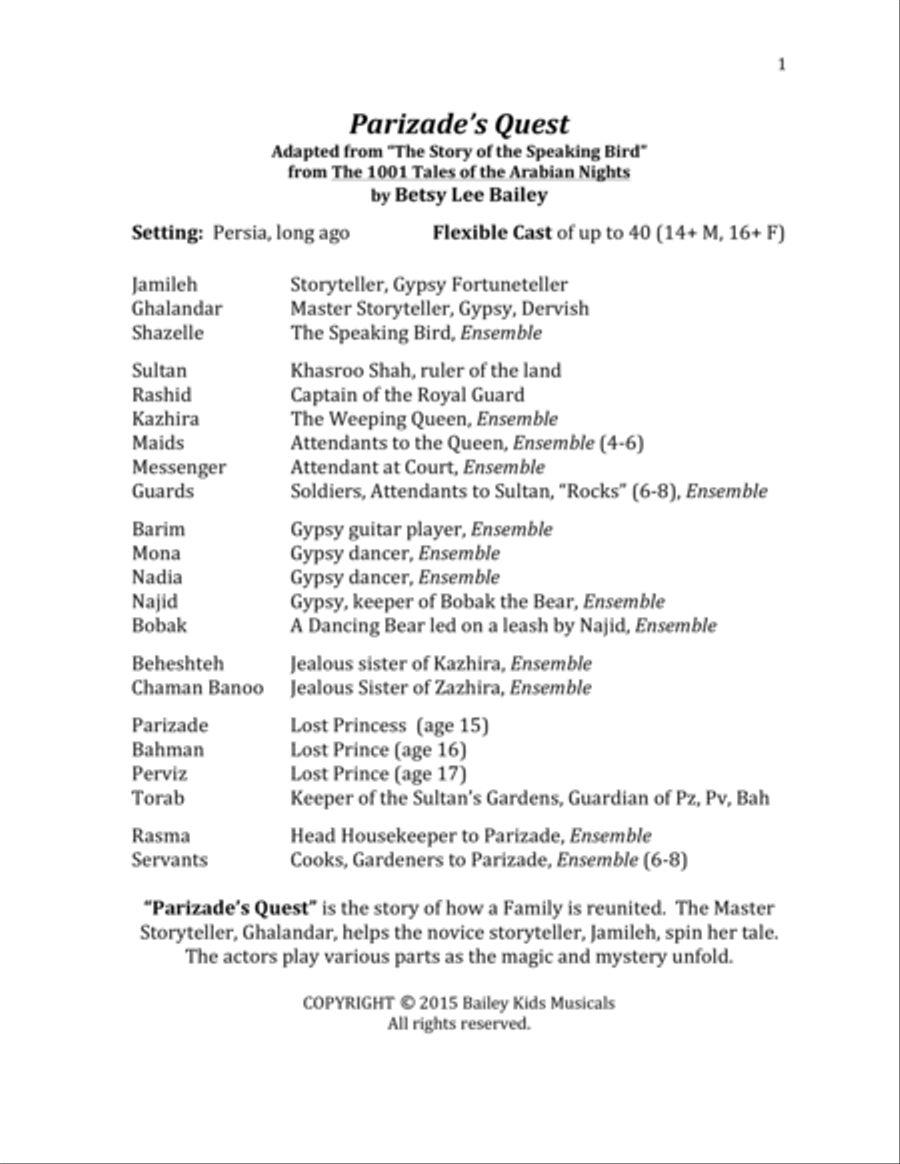 Parizade's Quest - Director's Script