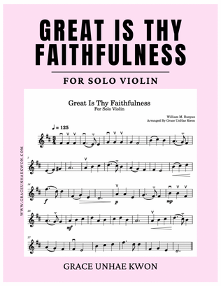 Book cover for Great Is Thy Faithfulness for Solo Violin (Intermediate Level)
