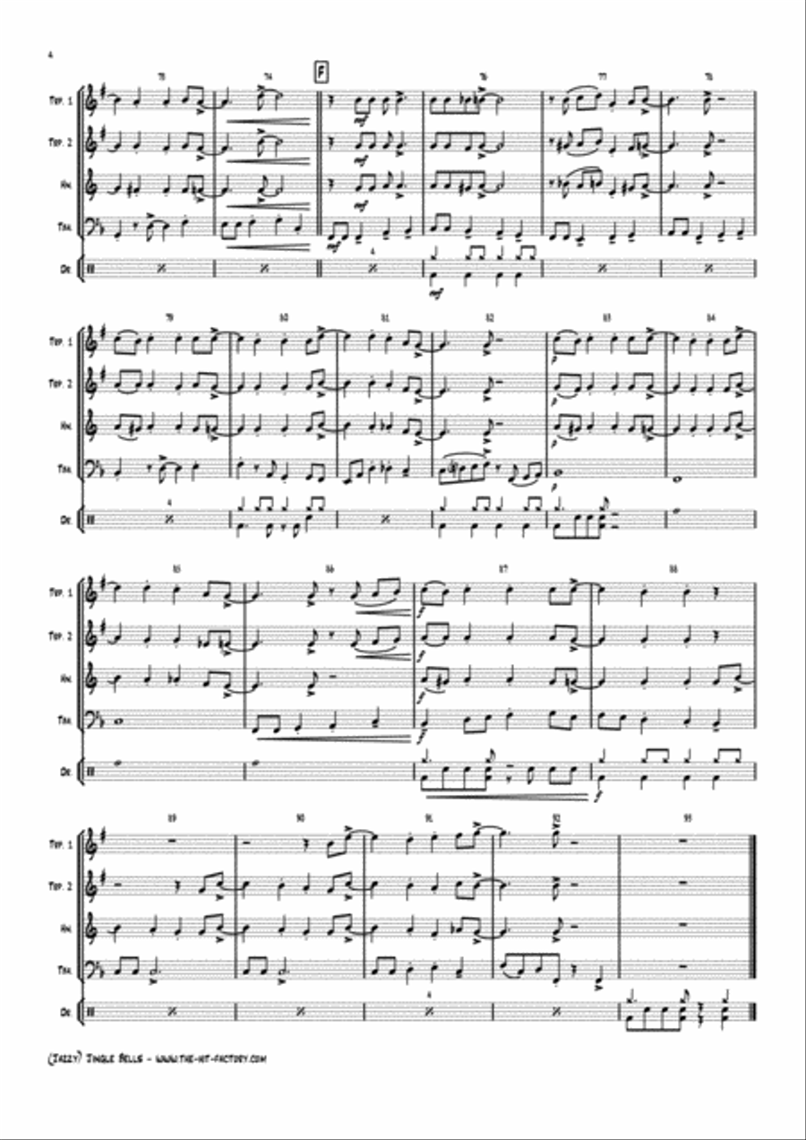 Jazzy Jingle Bells - Christmas Swing - Brass Quartet Brass Quartet scores gallery preview page 4