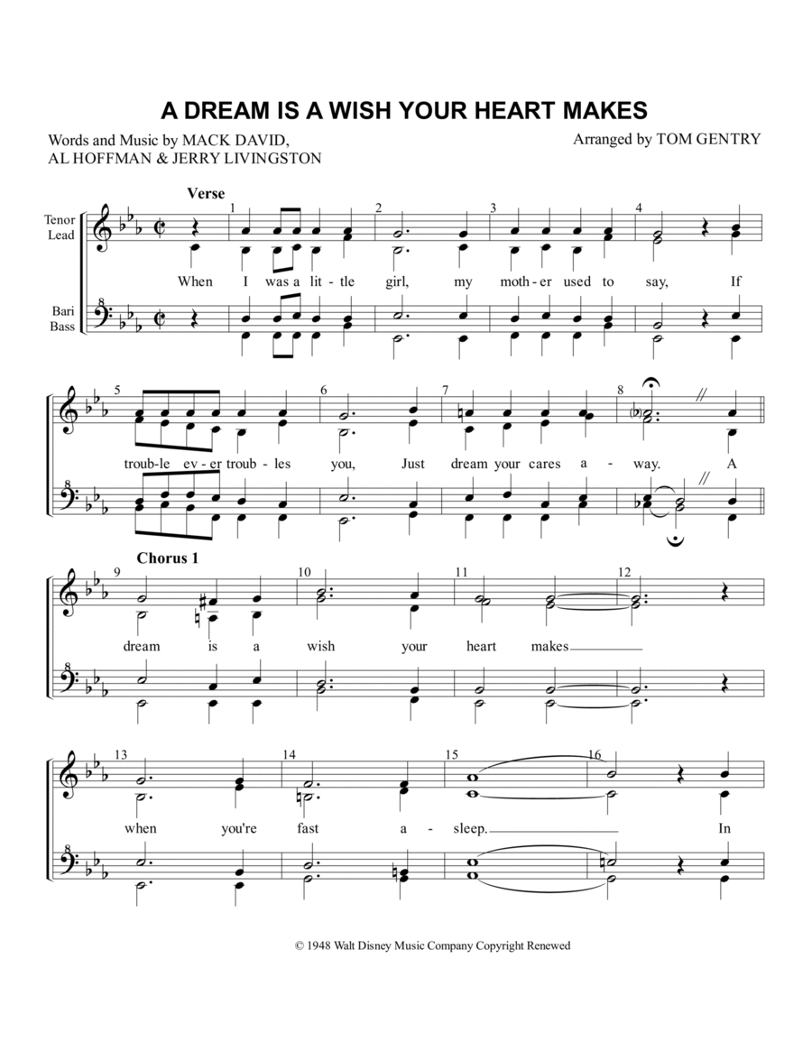 A Dream Is A Wish Your Heart Makes SSAA scores gallery preview page 1